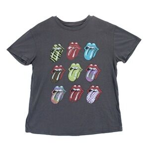 The Rolling Stones Graphic T Shirt Multi Tongue Logo Charcoal Gray Size Medium